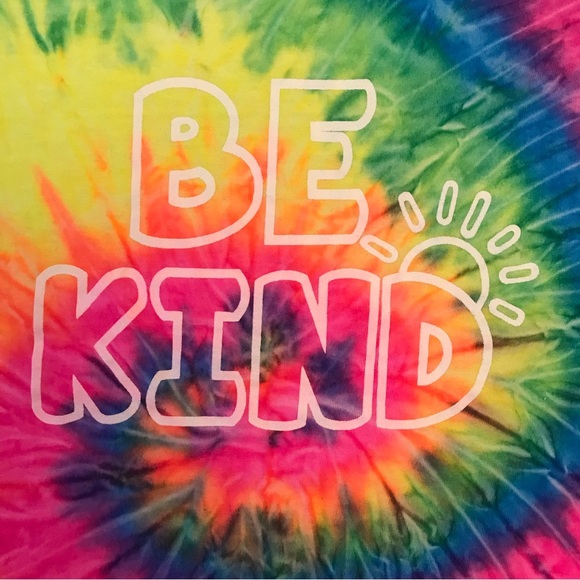 Colortone Be Kind Tie Dye Graphic Tee Adult Size Medium Neon Colors Unisex Swirl - Picture 2 of 9
